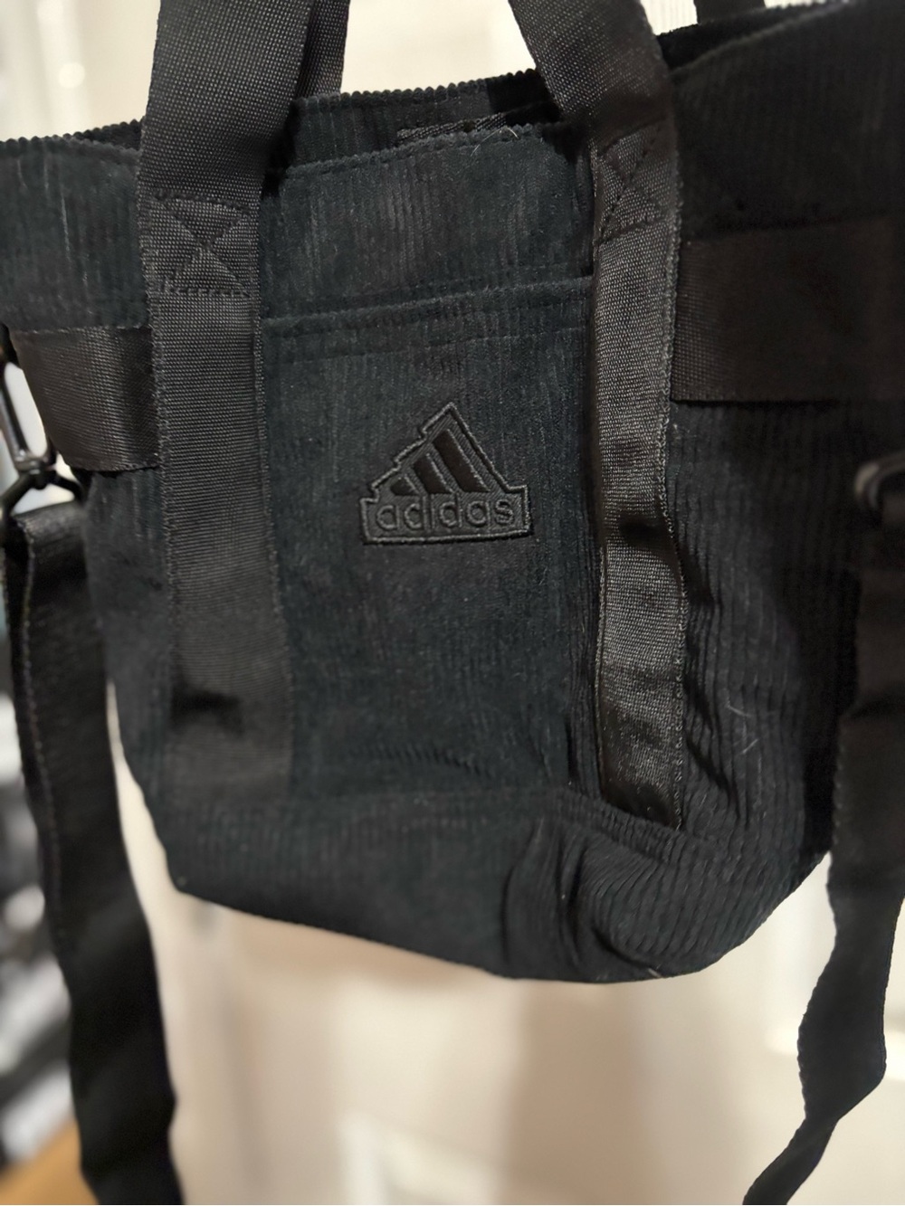 adidas Black Corduroy Mini Messenger Tote